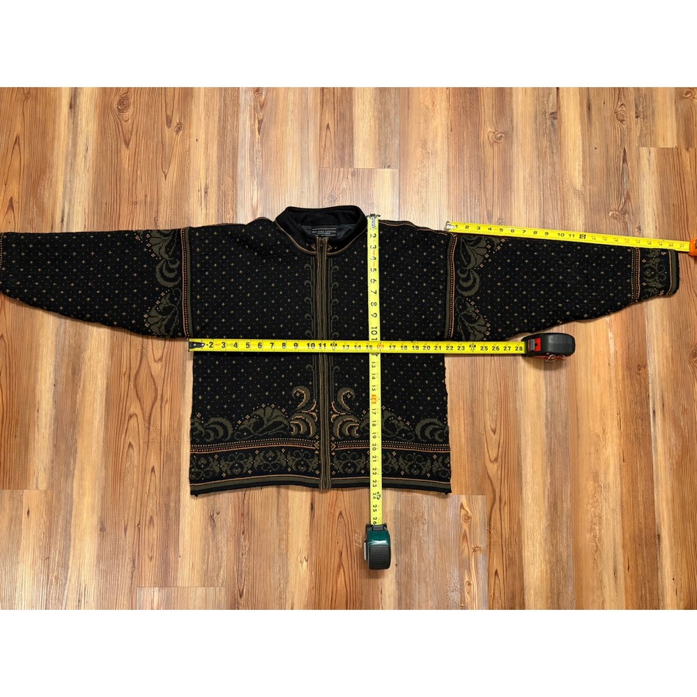 Dale of Norway Dale Casual Full Zip Nordic Wool Sweater Black Green Gold Womens - Picture 7 of 7